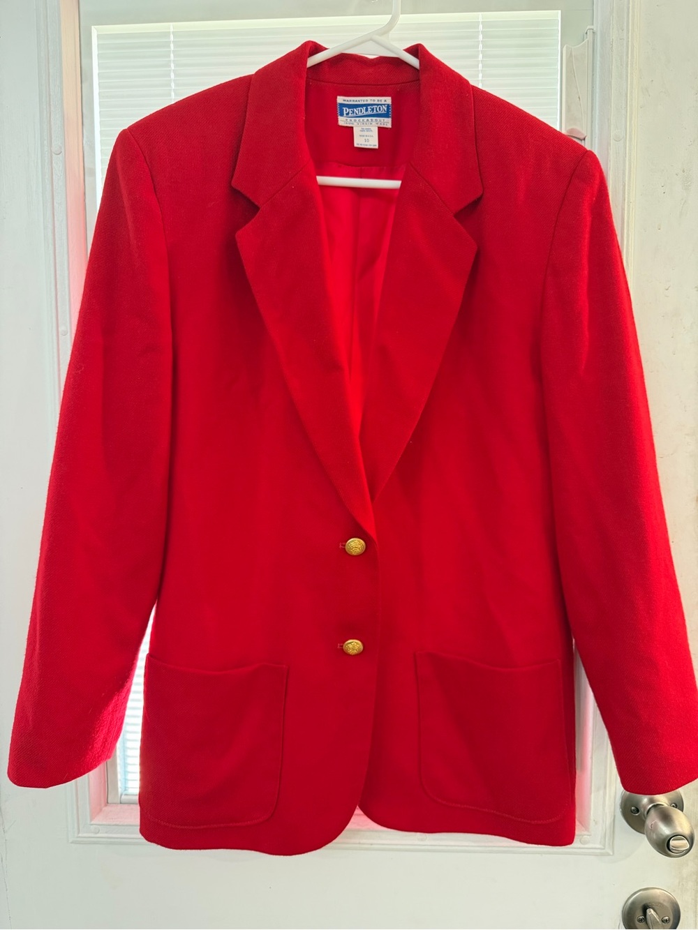 Pendleton Red Wool Blazer with Gold Buttons
